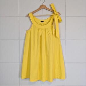 Theory linen blend shoulder bow tie trapeze babydoll dress